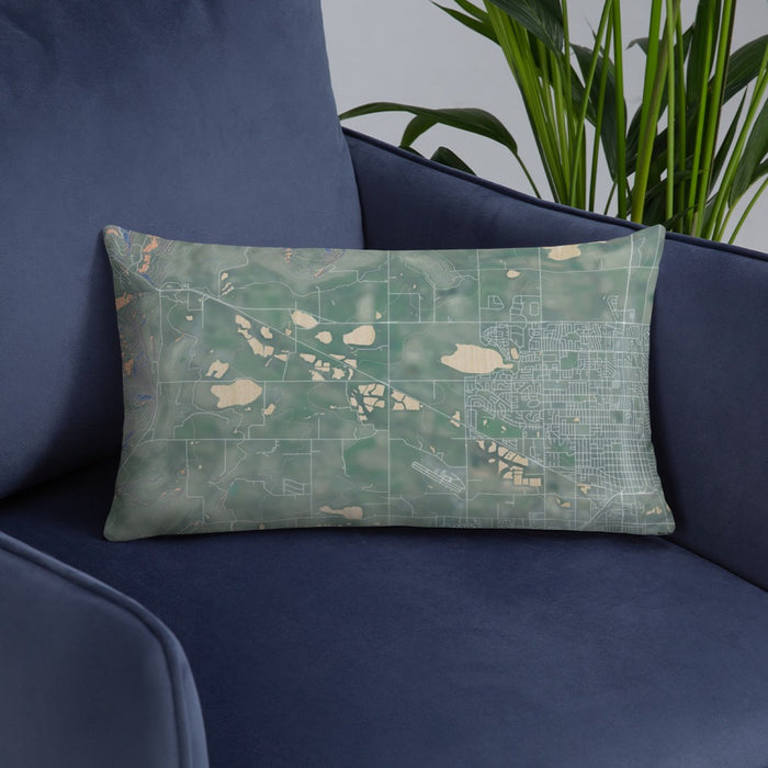 Custom Hygiene Colorado Map Throw Pillow in Afternoon on Blue Colored Chair