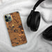Custom Hygiene Colorado Map Phone Case in Ember on Table with Black Headphones