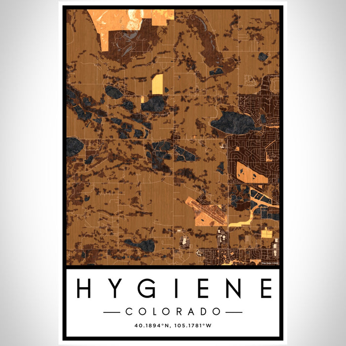 Hygiene Colorado Map Print Portrait Orientation in Ember Style With Shaded Background