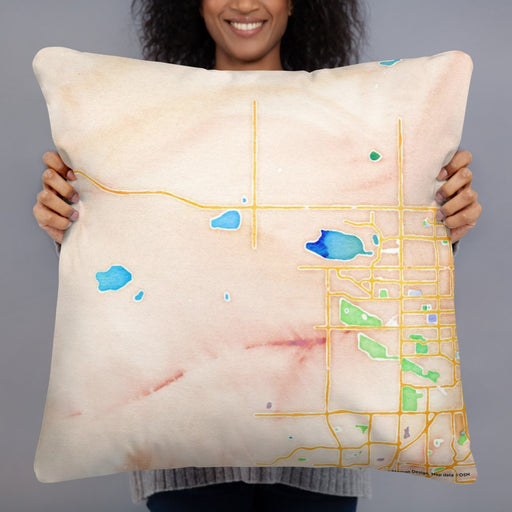 Person holding 22x22 Custom Hygiene Colorado Map Throw Pillow in Watercolor
