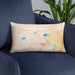 Custom Hygiene Colorado Map Throw Pillow in Watercolor on Blue Colored Chair