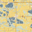 Hygiene Colorado Map Print in Woodblock Style Zoomed In Close Up Showing Details