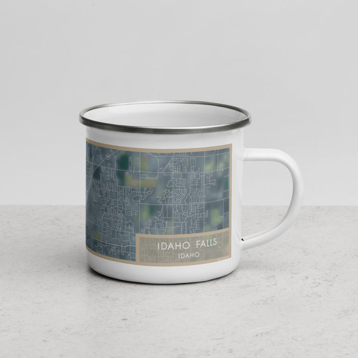 Right View Custom Idaho Falls Idaho Map Enamel Mug in Afternoon