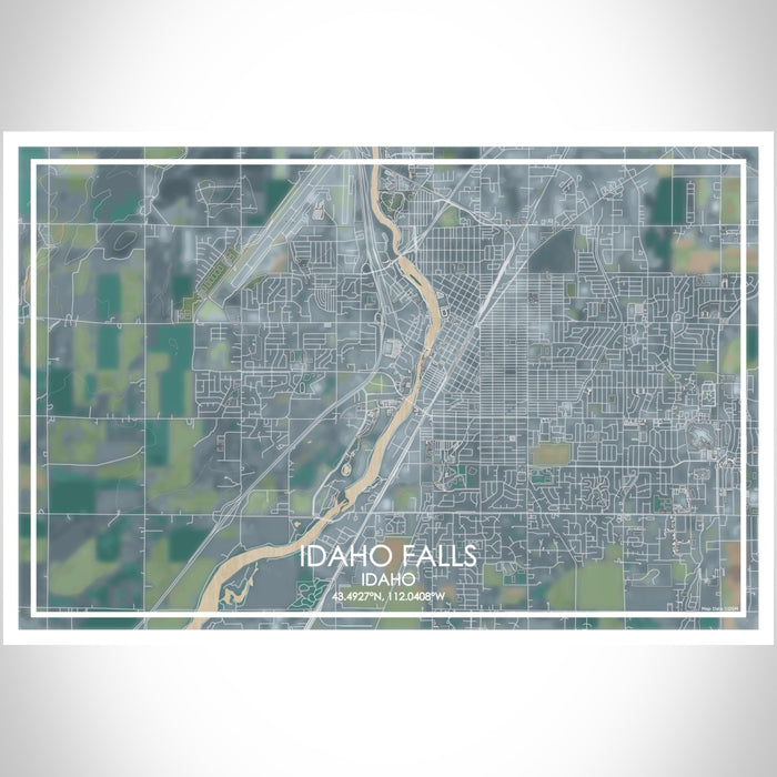 Idaho Falls Idaho Map Print Landscape Orientation in Afternoon Style With Shaded Background