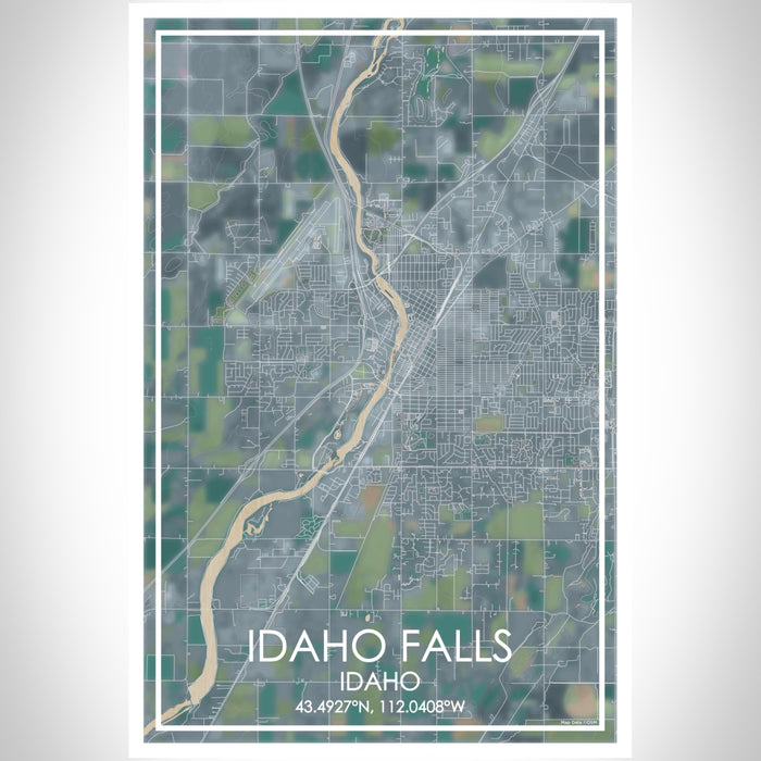 Idaho Falls Idaho Map Print Portrait Orientation in Afternoon Style With Shaded Background