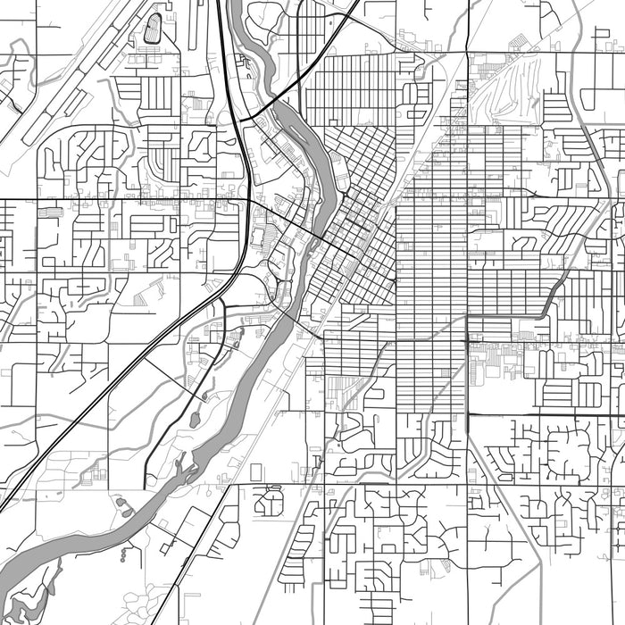 Idaho Falls Idaho Map Print in Classic Style Zoomed In Close Up Showing Details