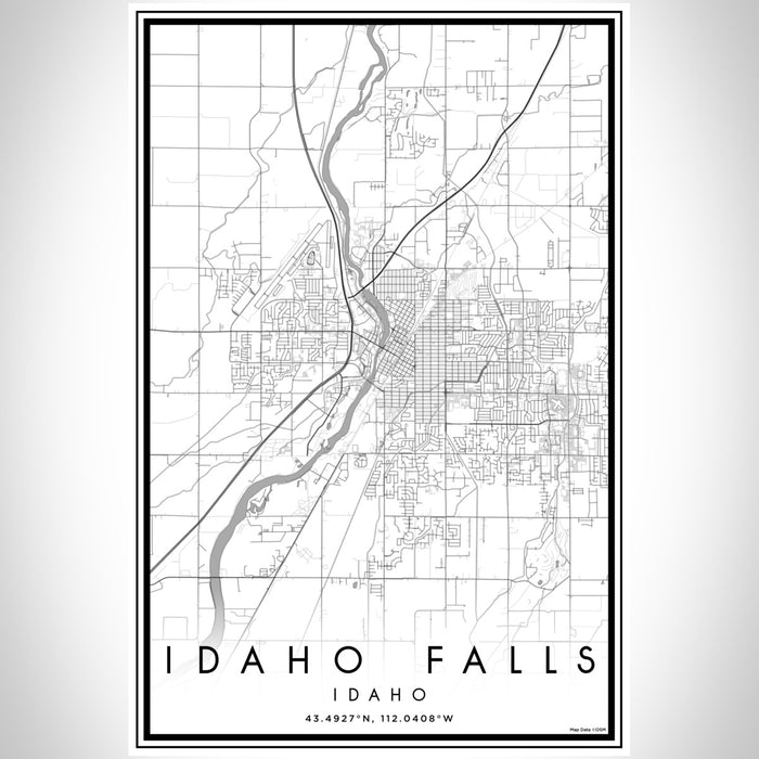 Idaho Falls Idaho Map Print Portrait Orientation in Classic Style With Shaded Background