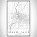 Idaho Falls Idaho Map Print Portrait Orientation in Classic Style With Shaded Background