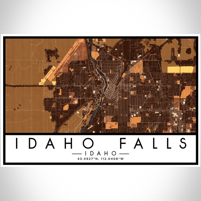 Idaho Falls Idaho Map Print Landscape Orientation in Ember Style With Shaded Background
