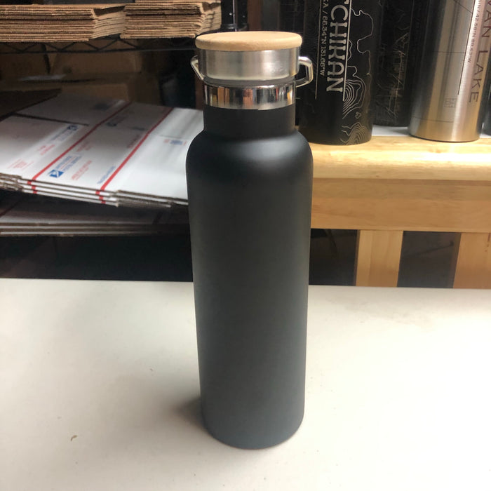 Blank 20oz Bottle with Bamboo Top in Black