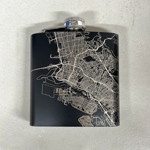 Oakland CA Flask in Black