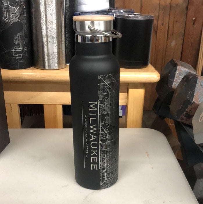 Milwaukee WI 20oz Canteen Bottle in Matte Black