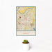 12x18 Independence Missouri Map Print Portrait Orientation in Woodblock Style With Small Cactus Plant in White Planter