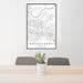 24x36 Independence Missouri Map Print Portrait Orientation in Classic Style Behind 2 Chairs Table and Potted Plant