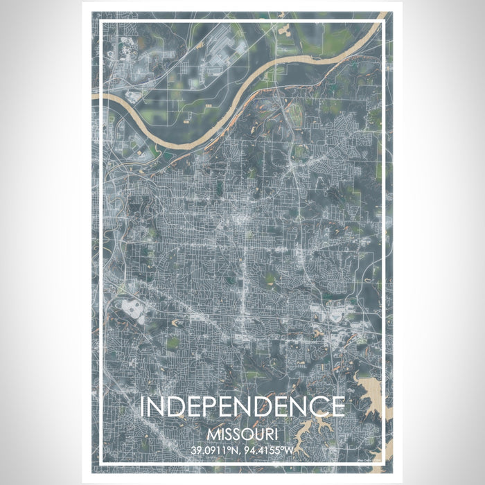 Independence Missouri Map Print Portrait Orientation in Afternoon Style With Shaded Background
