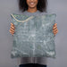 Person holding 18x18 Custom Independence Missouri Map Throw Pillow in Afternoon