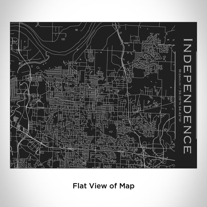 Rendered View of Independence Missouri Map Engraving on 20oz Stainless Steel Insulated Bottle with Bamboo Top in Black