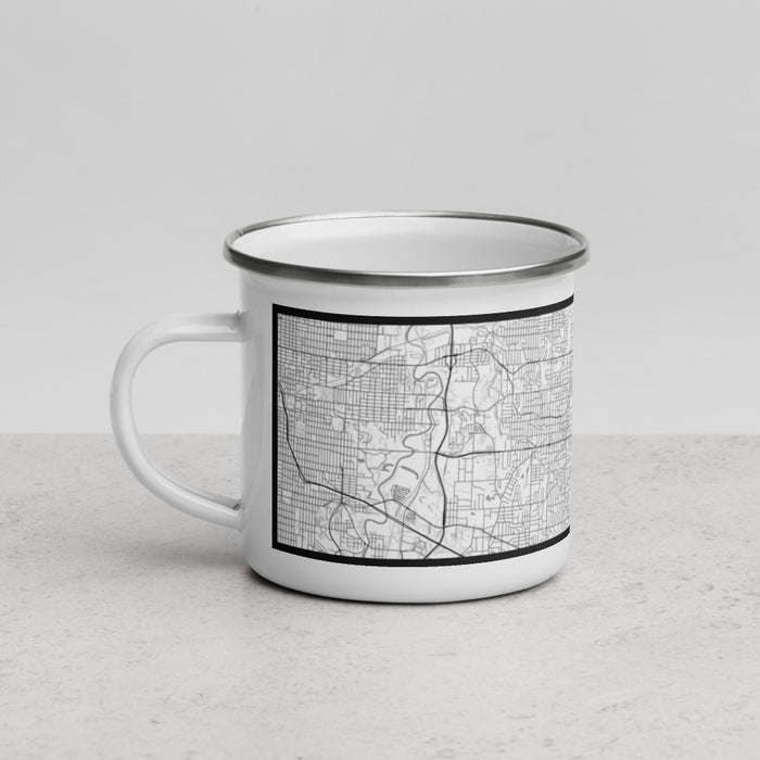 Left View Custom Independence Missouri Map Enamel Mug in Classic