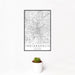 12x18 Indianapolis Indiana Map Print Portrait Orientation in Classic Style With Small Cactus Plant in White Planter