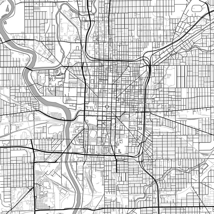 Indianapolis Indiana Map Print in Classic Style Zoomed In Close Up Showing Details