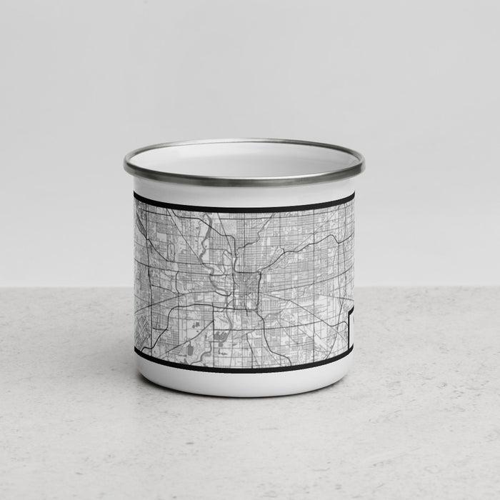 Front View Custom Indianapolis Indiana Map Enamel Mug in Classic