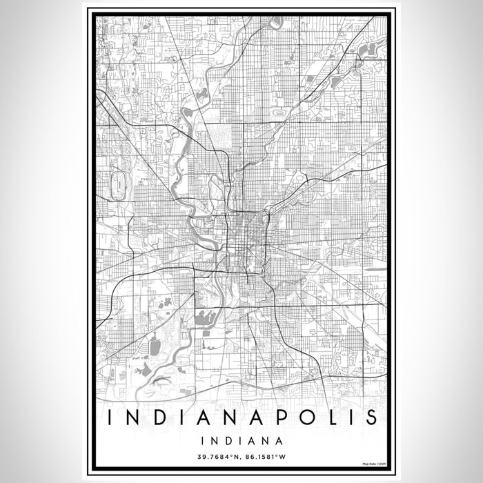 Indianapolis Indiana Map Print Portrait Orientation in Classic Style With Shaded Background