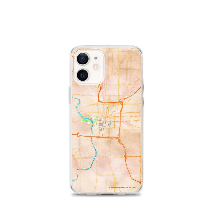 Custom Indianapolis Indiana Map iPhone 12 mini Phone Case in Watercolor