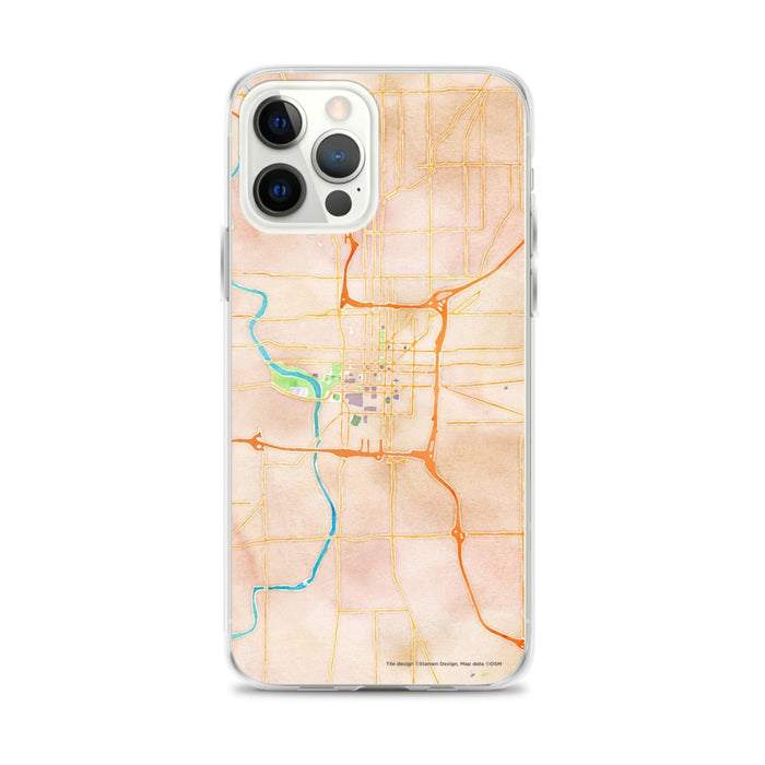 Custom Indianapolis Indiana Map iPhone 12 Pro Max Phone Case in Watercolor