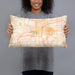 Person holding 20x12 Custom Indianapolis Indiana Map Throw Pillow in Watercolor