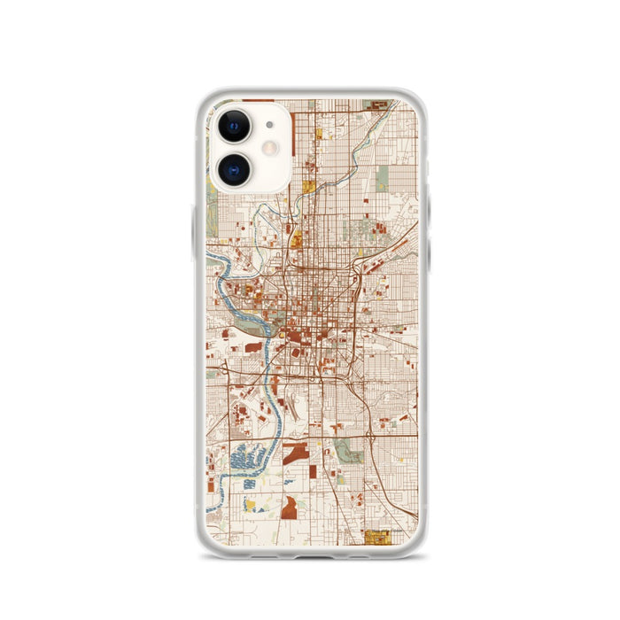 Custom Indianapolis Indiana Map Phone Case in Woodblock