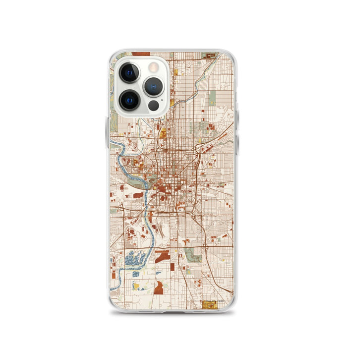 Custom Indianapolis Indiana Map iPhone 12 Pro Phone Case in Woodblock