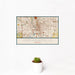 12x18 Indianapolis Indiana Map Print Landscape Orientation in Woodblock Style With Small Cactus Plant in White Planter
