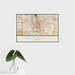 16x24 Indianapolis Indiana Map Print Landscape Orientation in Woodblock Style With Tropical Plant Leaves in Water