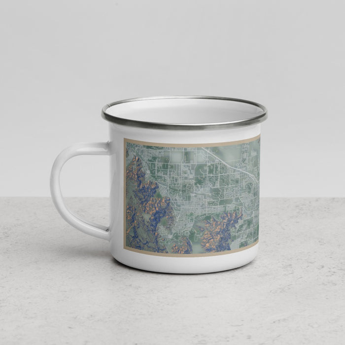 Left View Custom Indio California Map Enamel Mug in Afternoon