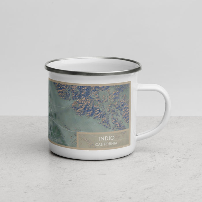 Right View Custom Indio California Map Enamel Mug in Afternoon