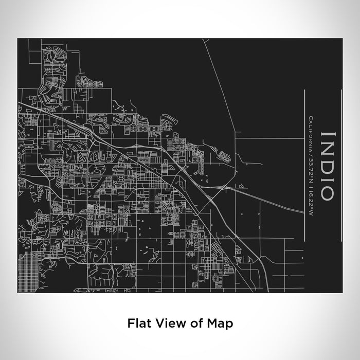 Rendered View of Indio California Map Engraving on 20oz Stainless Steel Insulated Bottle with Bamboo Top in Black