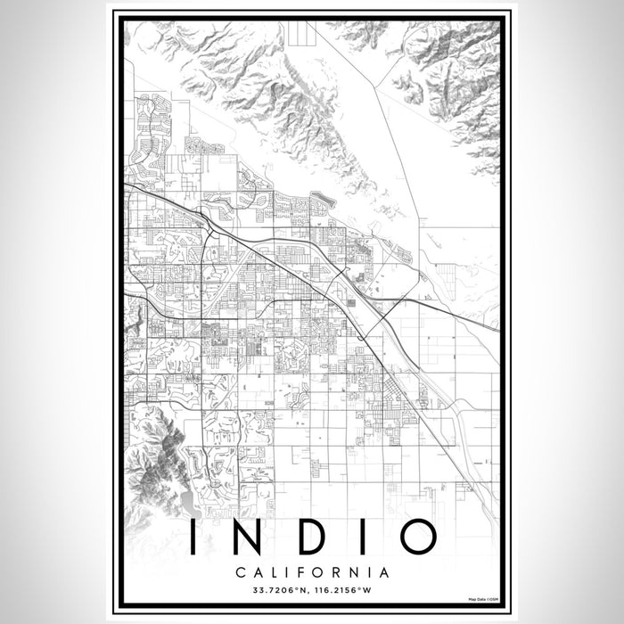 Indio California Map Print Portrait Orientation in Classic Style With Shaded Background