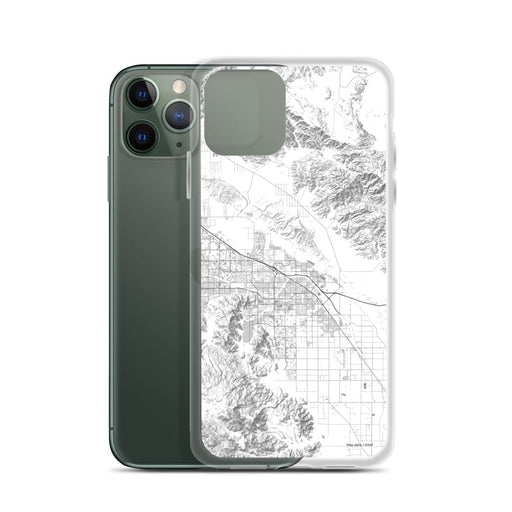 Custom Indio California Map Phone Case in Classic on Table with Laptop and Plant