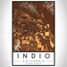 Indio California Map Print Portrait Orientation in Ember Style With Shaded Background
