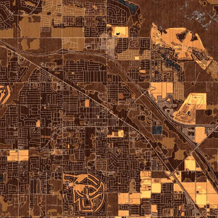 Indio California Map Print in Ember Style Zoomed In Close Up Showing Details