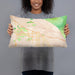 Person holding 20x12 Custom Indio California Map Throw Pillow in Watercolor