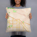 Person holding 18x18 Custom Indio California Map Throw Pillow in Watercolor