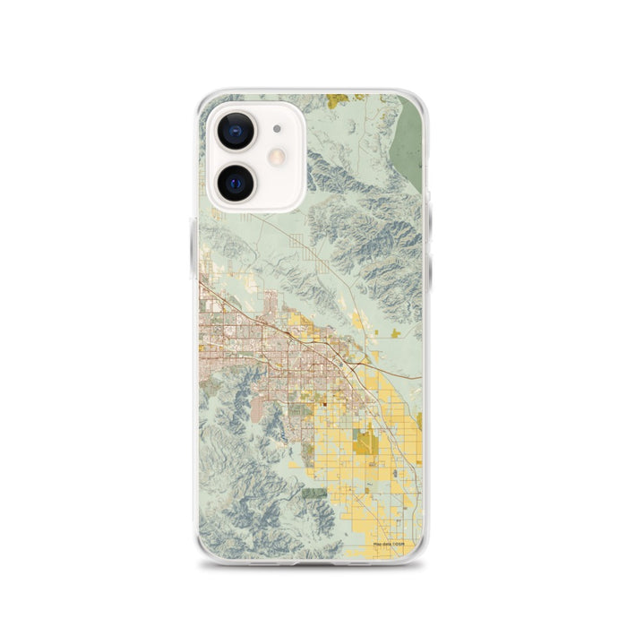 Custom Indio California Map iPhone 12 Phone Case in Woodblock