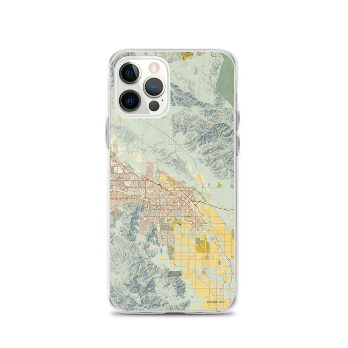 Custom Indio California Map iPhone 12 Pro Phone Case in Woodblock