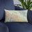 Custom Indio California Map Throw Pillow in Woodblock on Blue Colored Chair