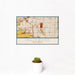 12x18 Inglewood California Map Print Landscape Orientation in Woodblock Style With Small Cactus Plant in White Planter
