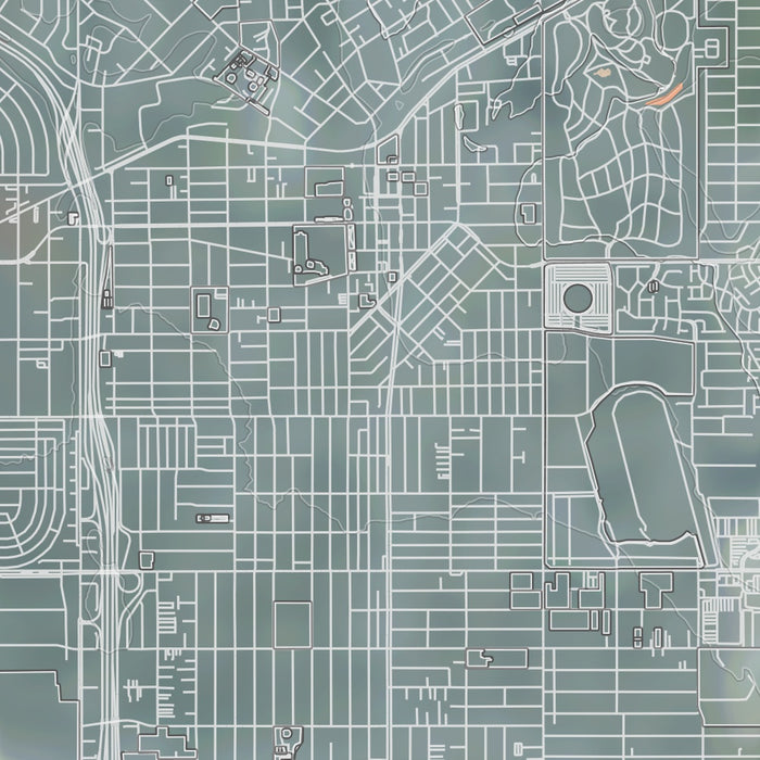 Inglewood California Map Print in Afternoon Style Zoomed In Close Up Showing Details