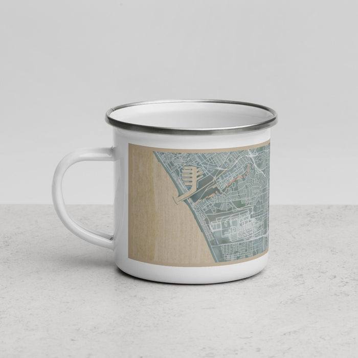 Left View Custom Inglewood California Map Enamel Mug in Afternoon