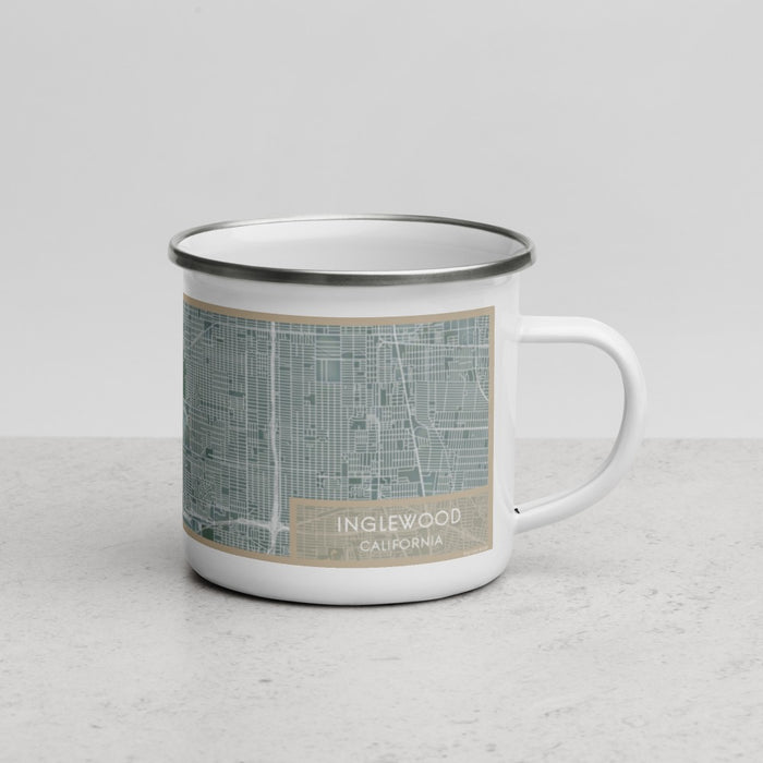 Right View Custom Inglewood California Map Enamel Mug in Afternoon