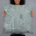 Person holding 22x22 Custom Inglewood California Map Throw Pillow in Afternoon